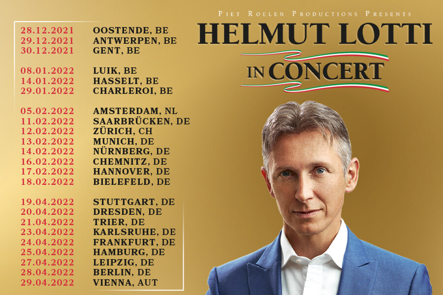 Helmut Lotti op tournee in december 2021 en 2022 in België, Nederland, Duitsland, Oostenrijk en Zwitserland!