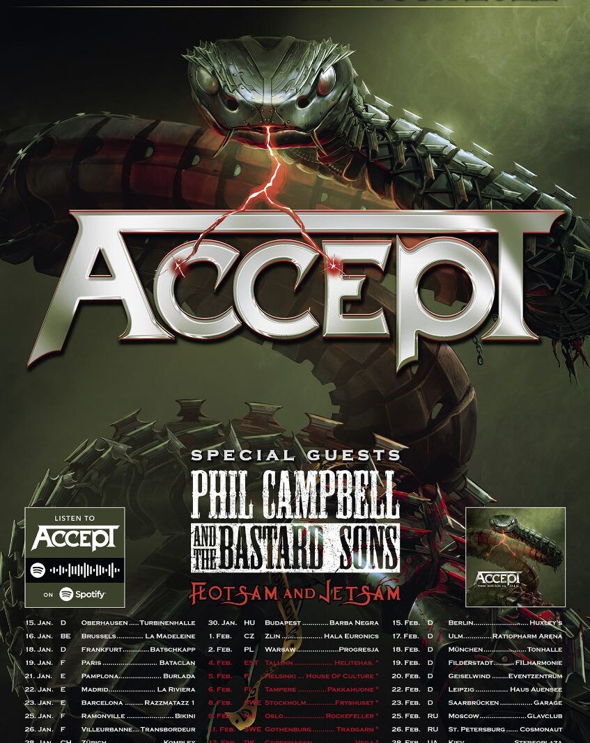 Accept announce "Too Mean To Die" European tour!