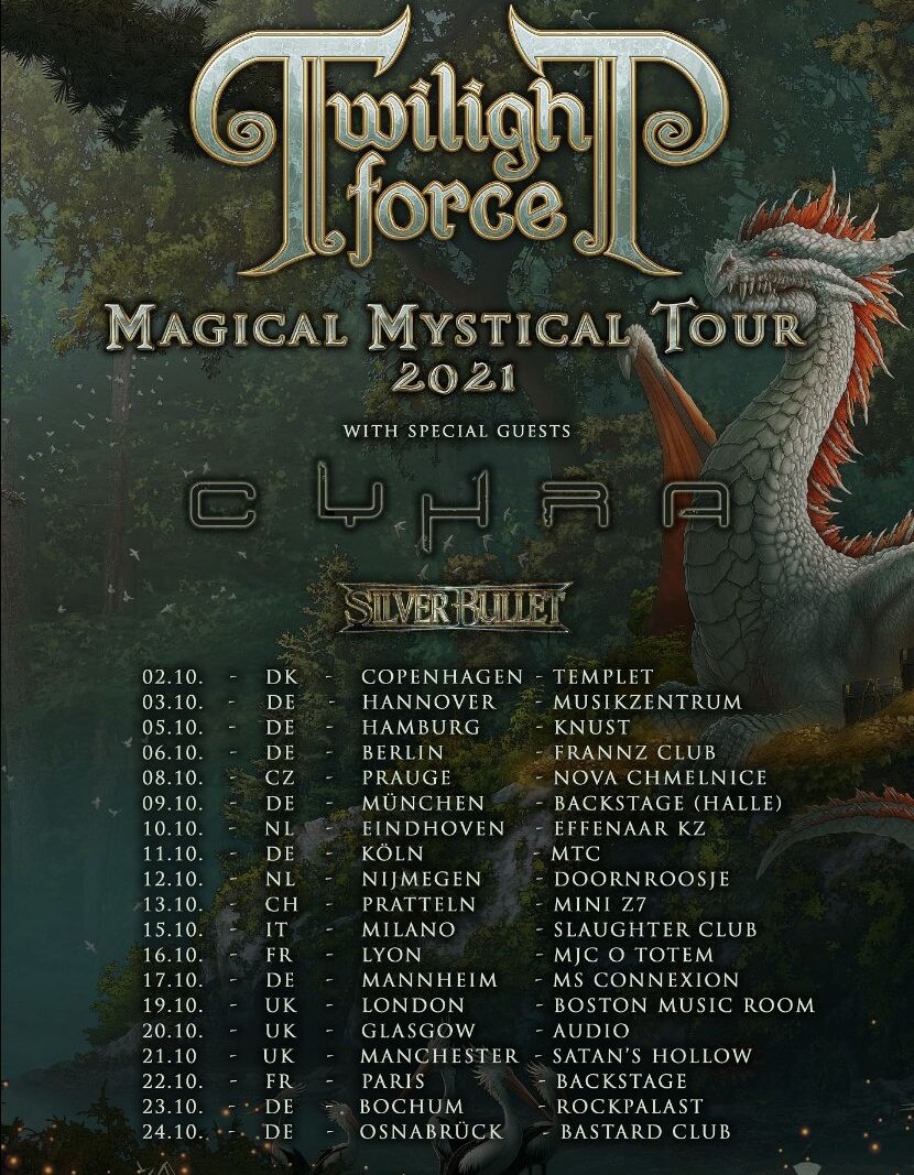 Twilight Force announce debut headline tour “Magical Mystical Tour 2021” with special guests CYHRA and SILVER BULLET!