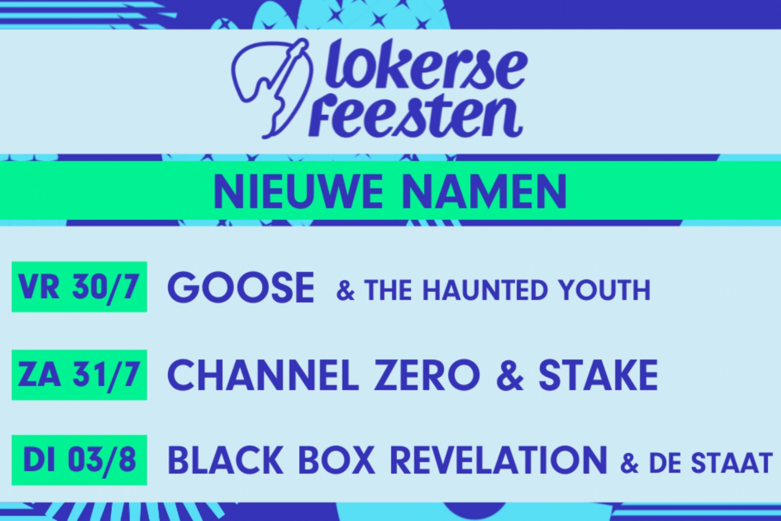 Zes nieuwe namen voor Lokerse Feesten