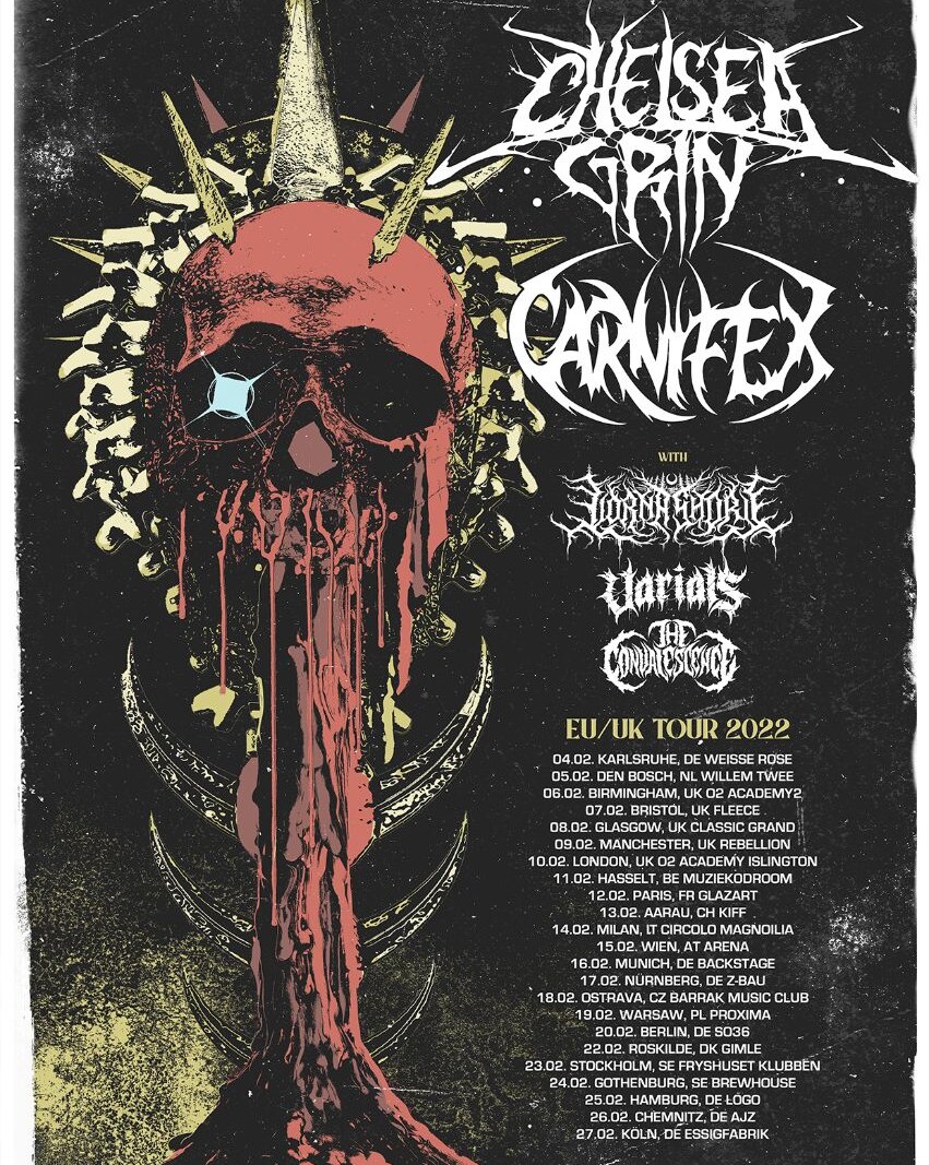 Carnifex announce tour with Chelsea Grin, Lorna Shore, Varials and The Convalescence