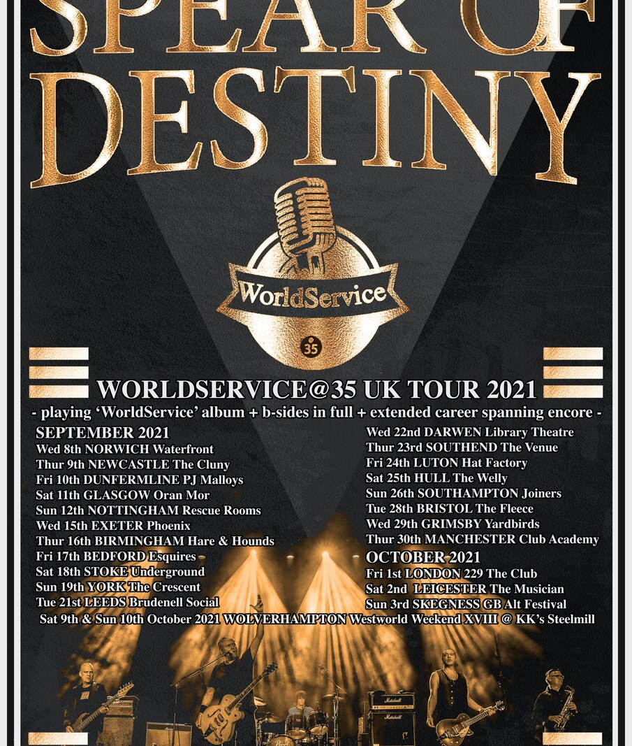 Spear Of Destiny: Announce 'Worldservice@35' UK Tour-