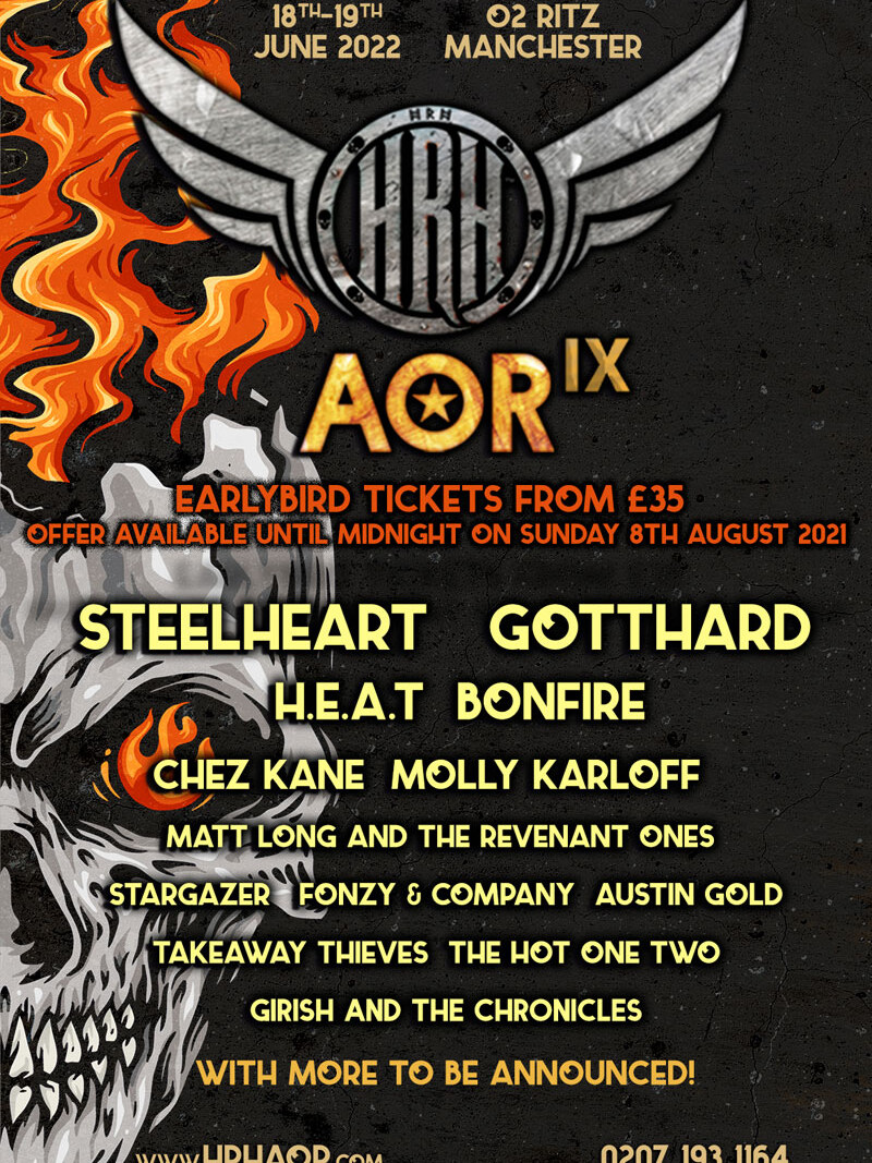 HRH AOR 9 Announce Festival Line-Up 2022 With Steelheart, Gotthard, H.E.A.T., Bonfire And More On Its 9th Melodic Crusade