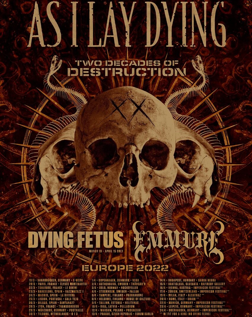 As I Lay Dying announces "The Two Decades Of Destruction" 2022 European Tour