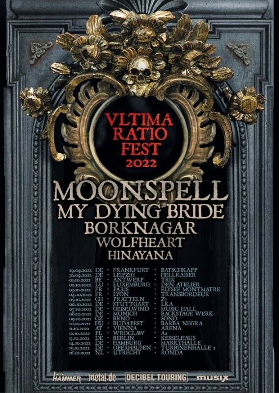 Moonspell Teams Up With My Dying Bride, Borknagar, Wolfheart & More For “Ultima Ratio Fest” European Tour In 2022!
