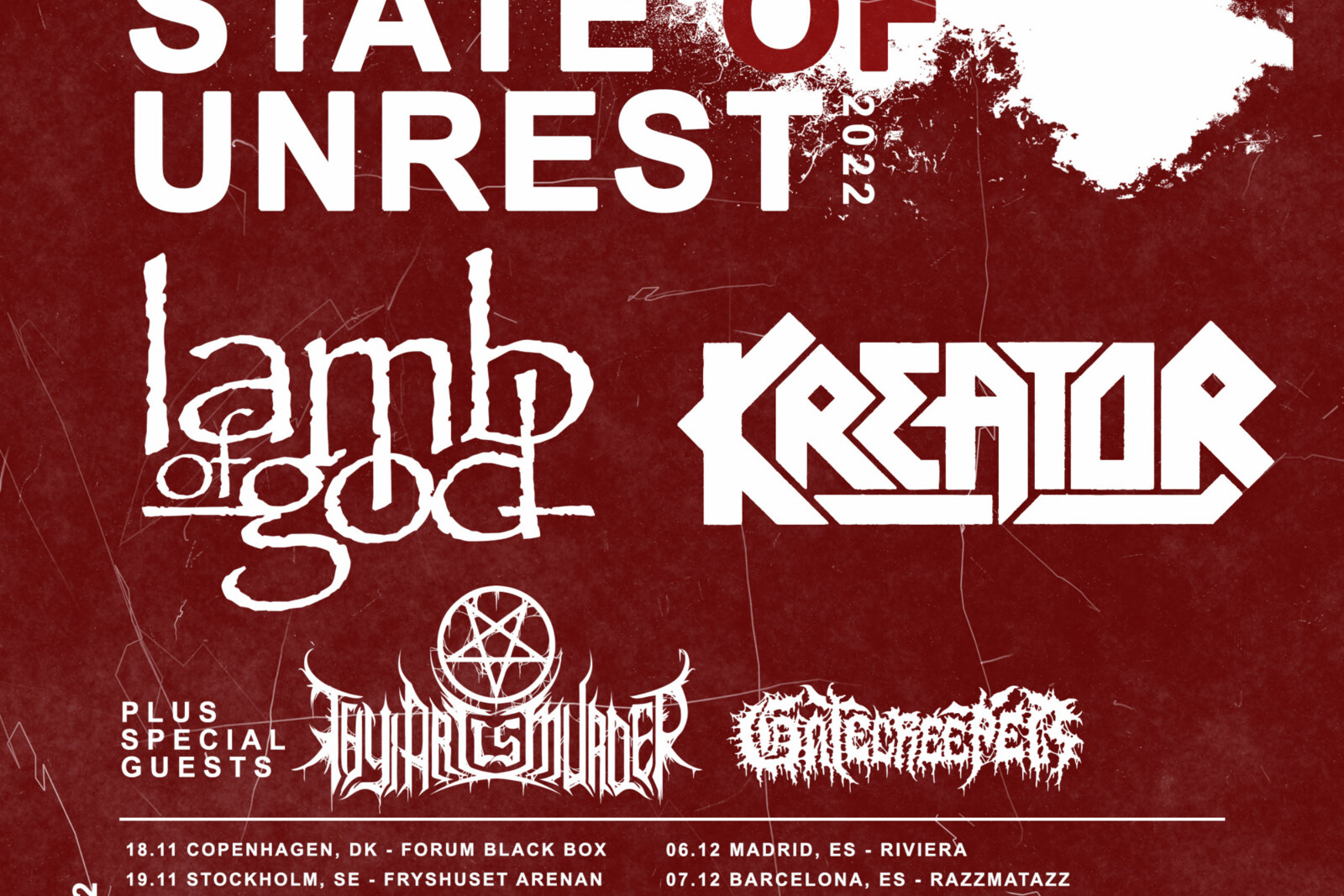 Kreator + Lamb Of God postpone European Tour until 2022