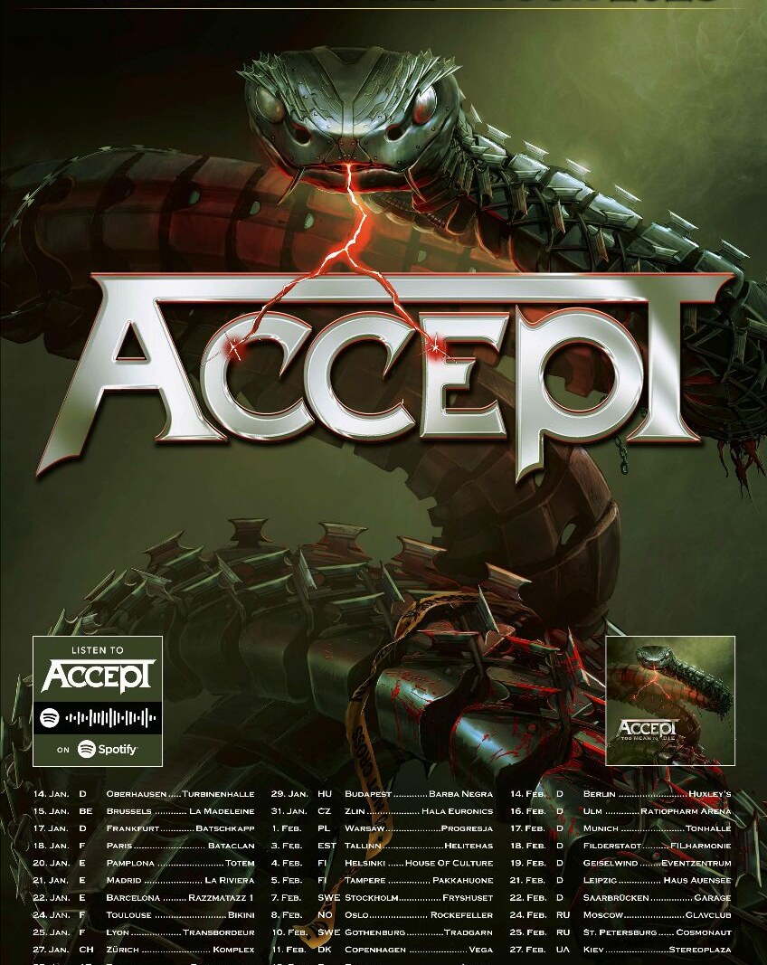 Accept release live version of 'Overnight Sensation' to celebtrate Wolf Hoffmann's birthday! + new tour dates announced