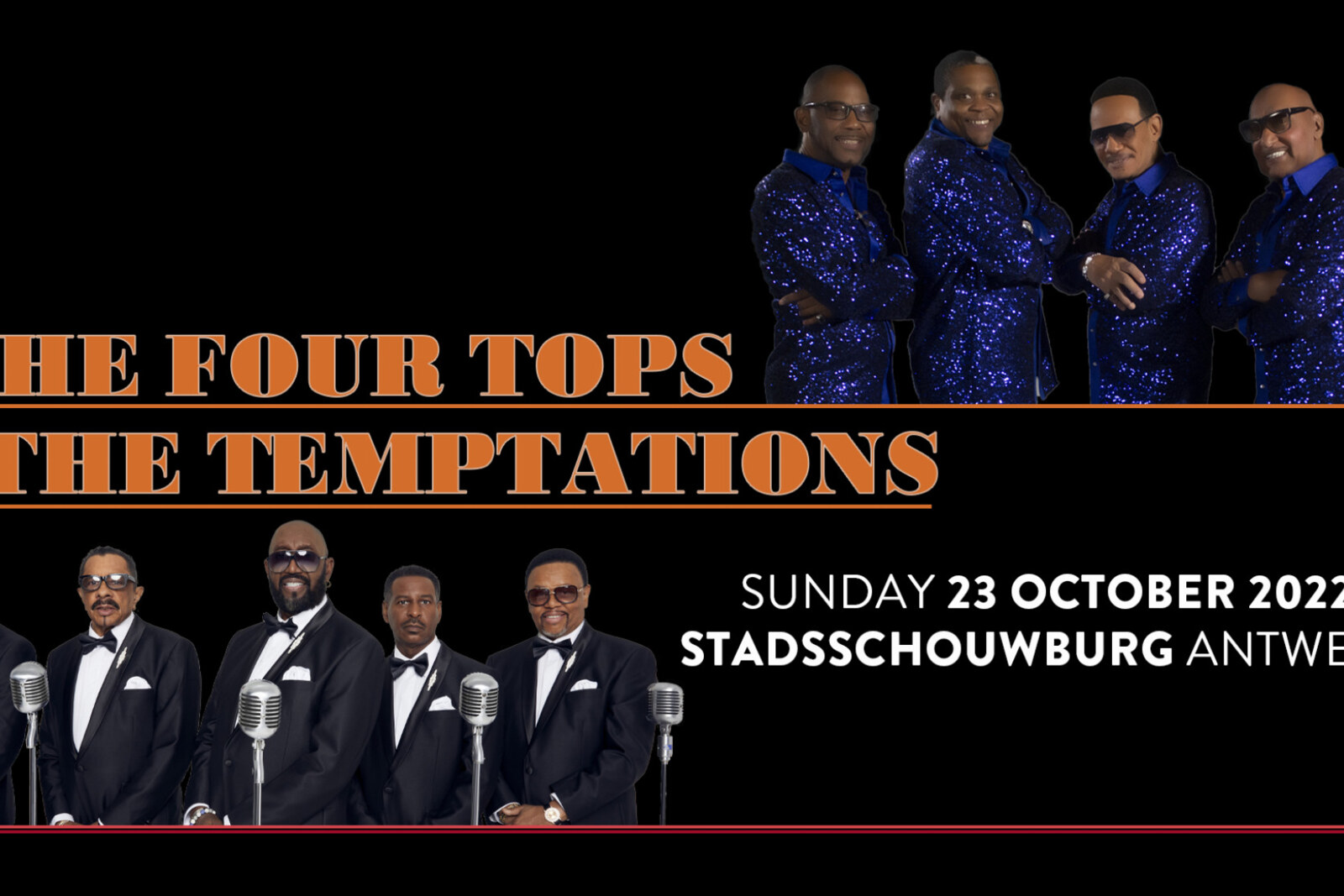 The Four Tops & The Temptations spelen op 23 oktober 2022 in de Stadsschouwburg in Antwerpen