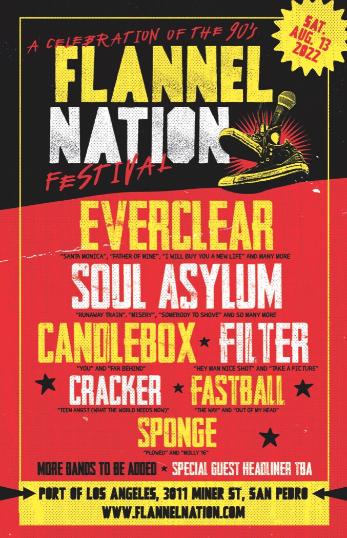 Announcing The Inaugural 'Flannel Nation Festival: A 90's Celebration'; Saturday, August 13th @ Port of Los Angeles, Feat. Everclear, Soul Asylum, Candlebox, Filter, Cracker & More