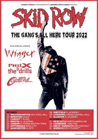 Skid Row announce full UK tour this autumn