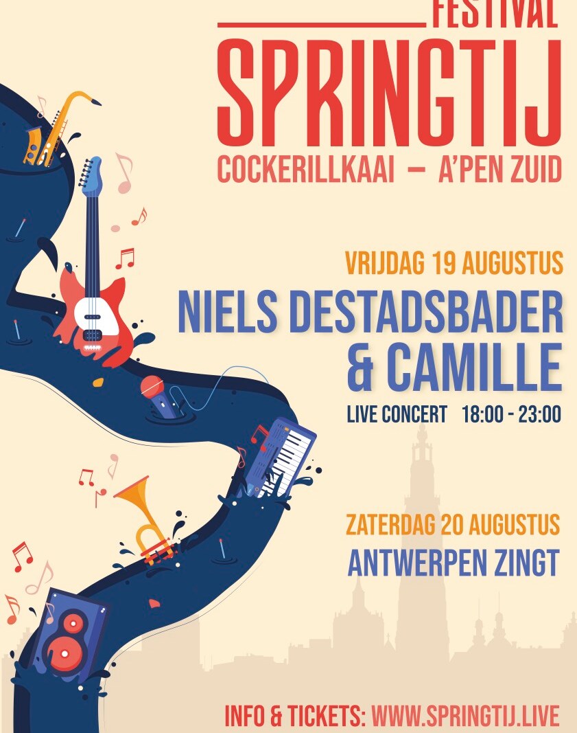 Springtij pakt op 19 augustus uit met Niels Destadsbader en Camille
