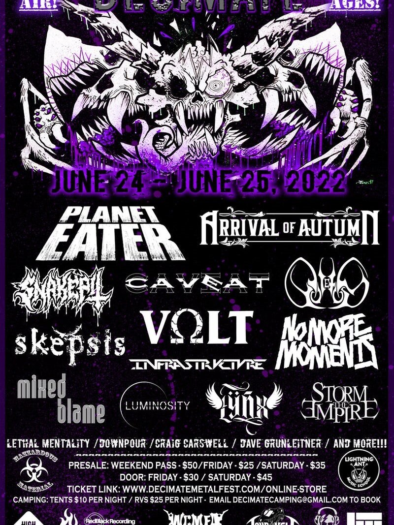 Western Canada's Decimate Metal Fest Announces 2022 Lineup w/ Planet Eater, Arrival of Autumn, Snakepit, Caveat and more