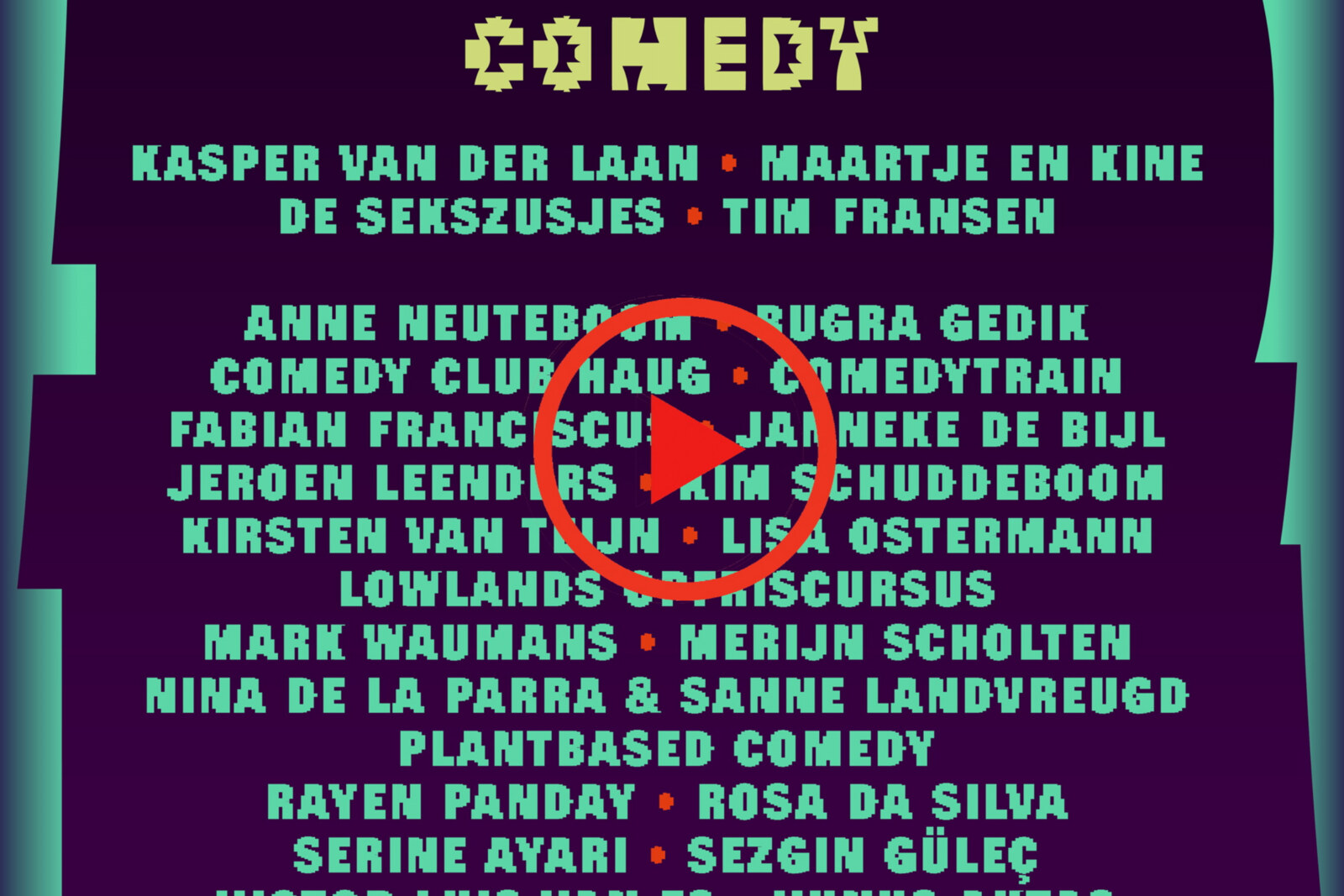 Het comedyprogramma voor Lowlands 2022