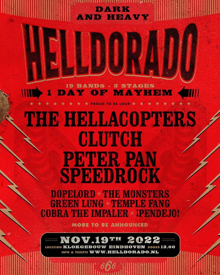Eerste 9 namen 3e editie Helldorado o.a. The Hellacopters, Clutch, PPSR, The Monsters e.a.