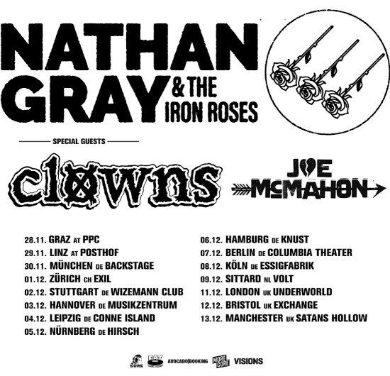 Punk rockers Nathan Gray and The Iron Roses announce UK and EU tour