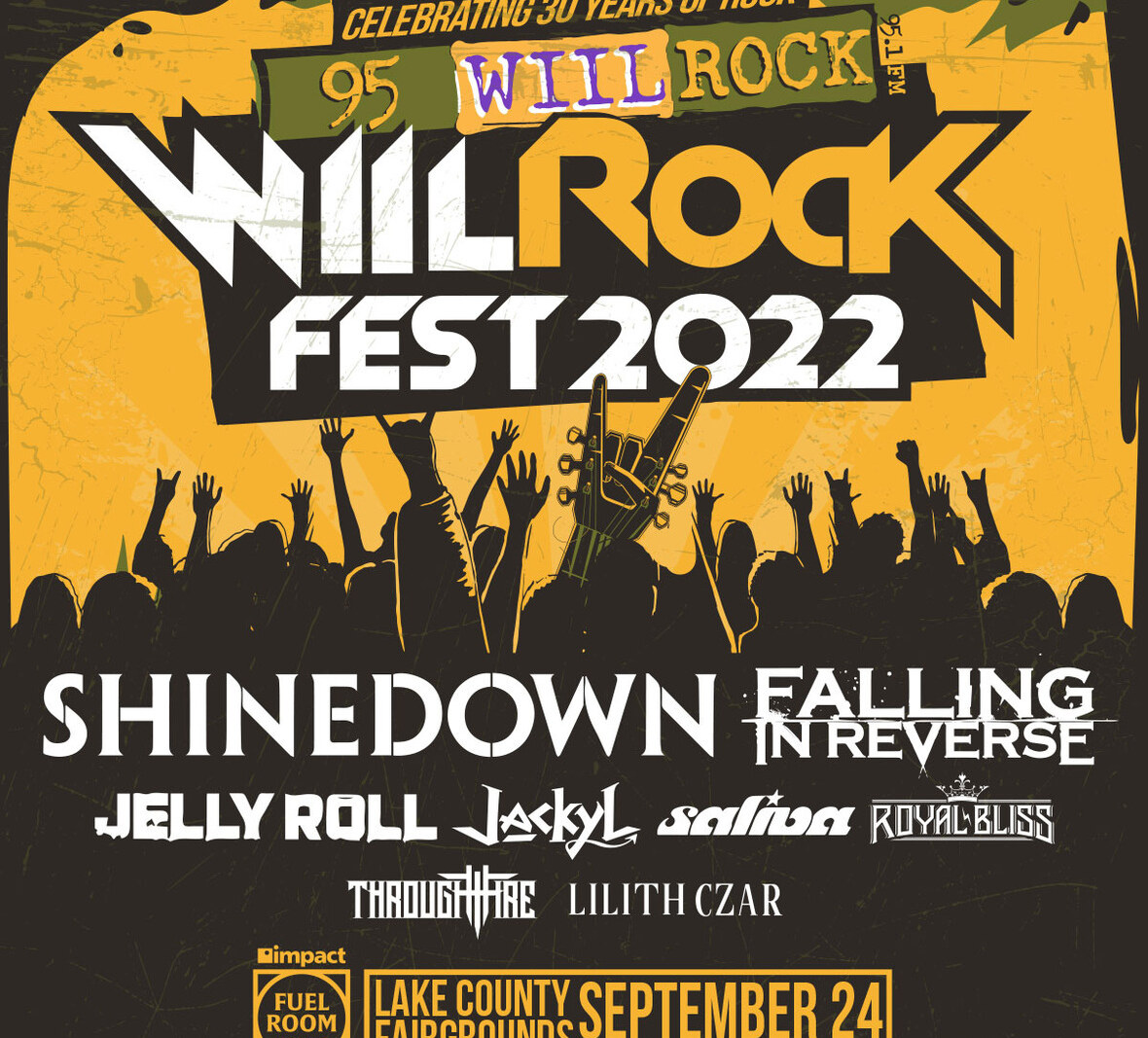 FM Entertainment and Impact Fuel Room Presents 95 WIIL Rock Fest, Celebrating 30 Years of Rock Anniversary Bash featuring Shinedown, Falling In Reverse, Jelly Roll, Jackyl, Saliva, Royal Bliss, Through Fire and Lilith Czar
