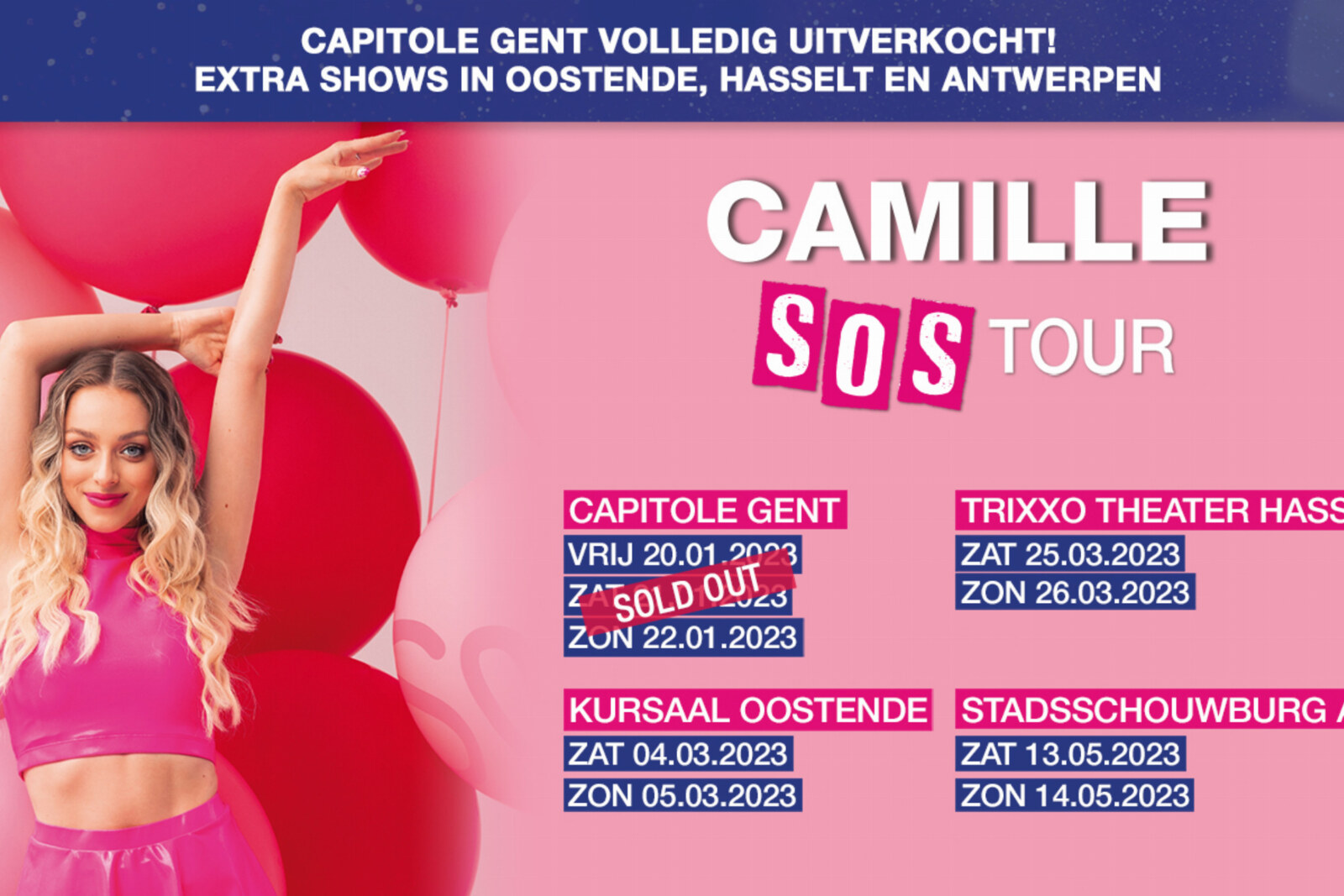 Camille SOS tour krijgt opnieuw 3 extra shows