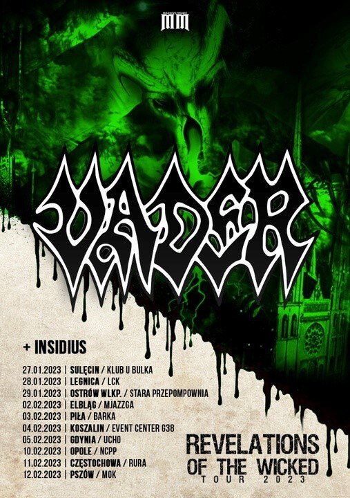 Vader Announce New Series of Polish "Relevations Of The Wicked Tour" Dates in January + February 2023!