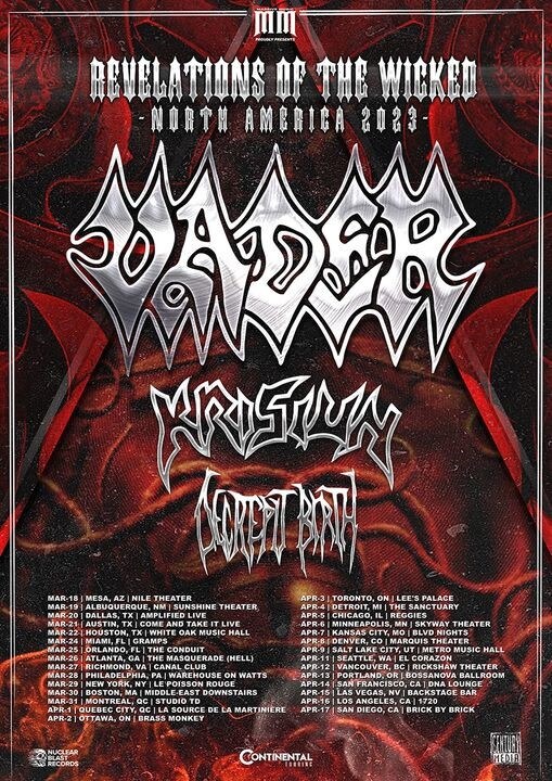 Vader Announce "Revelation Of The Wicked - North American 2023" Tour with KRISIUN & DECREPIT BIRTH!