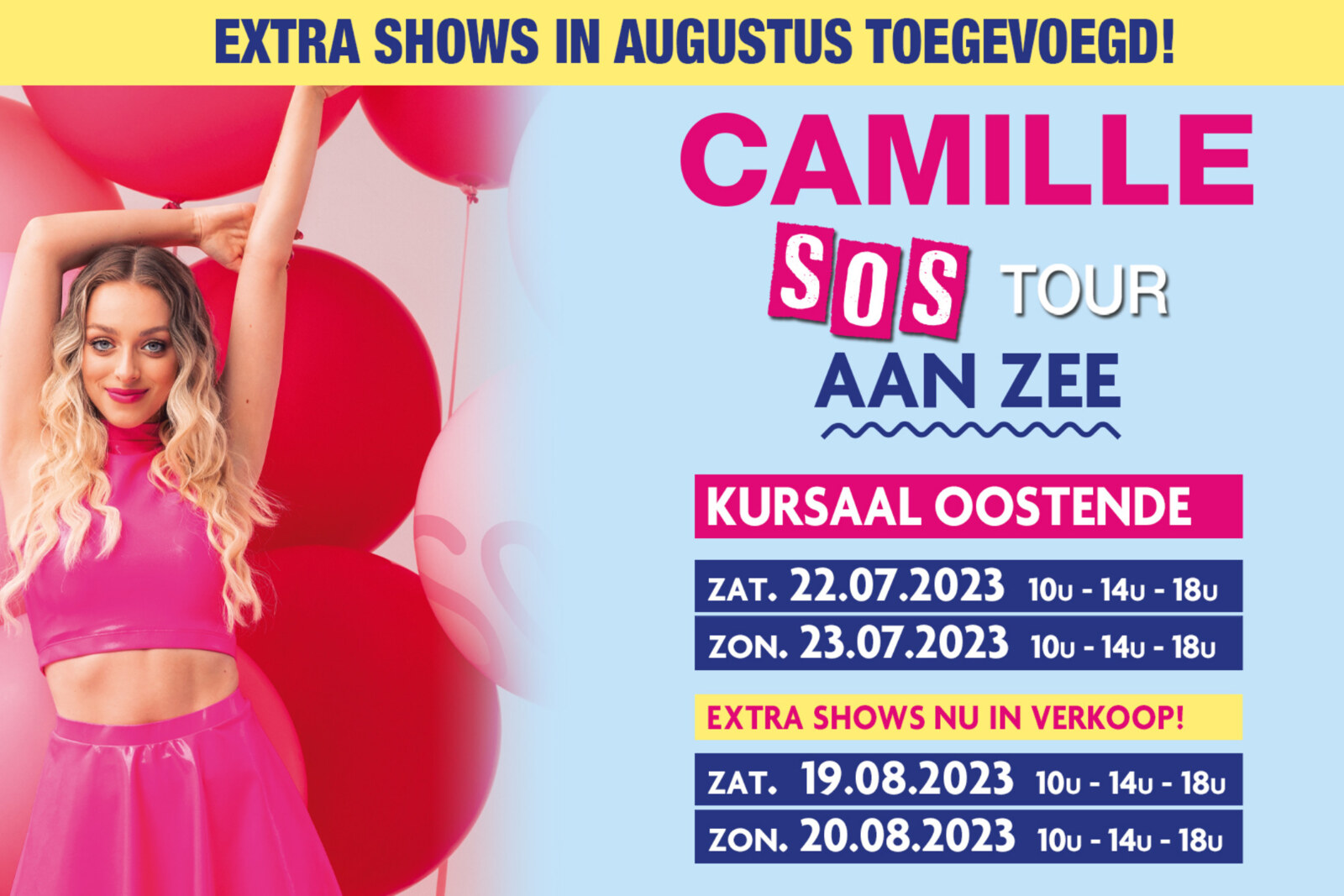 CAMILLE SOS-tour aan zee: Extra shows op 19 & 20 augustus in Kursaal Oostende!