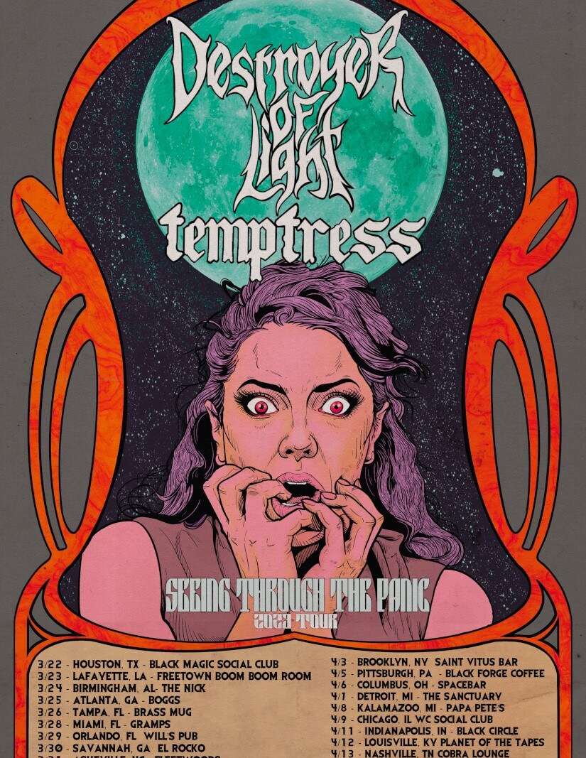 Temptress To Support DESTROYER OF LIGHT On Seeing Through The Panic 2023 Tour.
