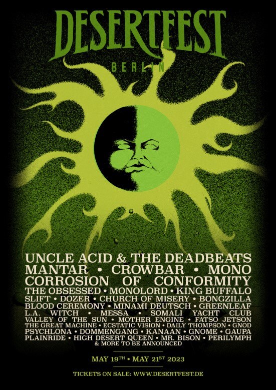 Desertfest Berlin  adds MANTAR, CROWBAR, MONO, GREENLEAF & many more new band names to their 2023 line-up!