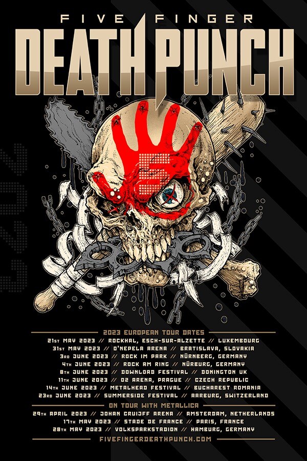 Five Finger Death Punch Adds European Headline ShowsFull European Tour 2023 Now Including Headline Shows, Festivals And Metallica Support Dates