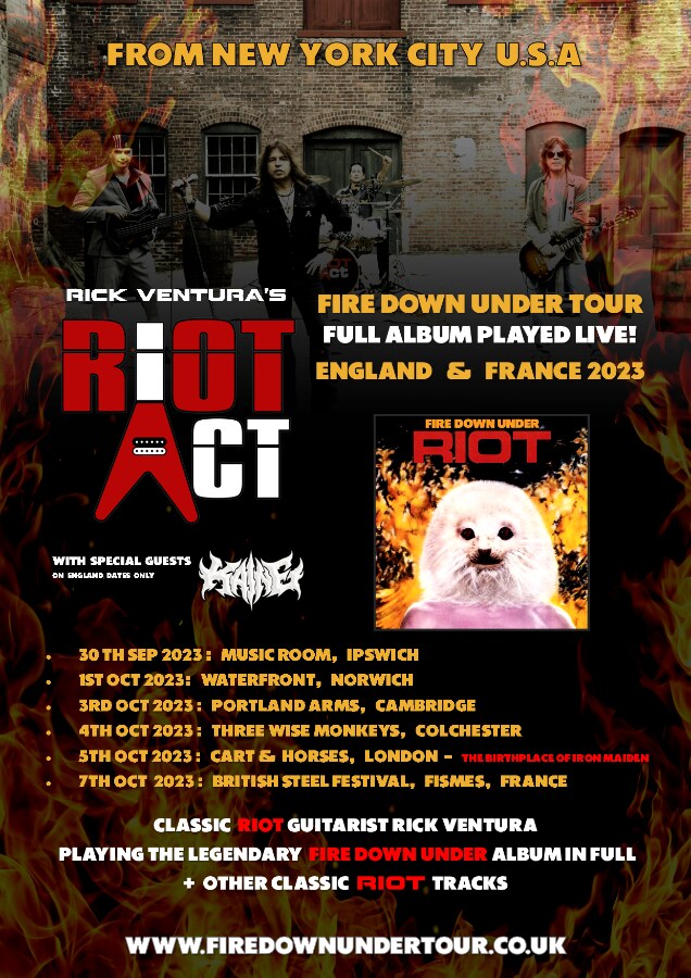 Rick Venturas Riot Act To Play RIOT Album 'Fire Down Under In Full' - UK/FRANCE