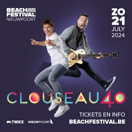 Clouseau40 kleurt affiche Beach Festival Nieuwpoort op nationale feestdag 2024 