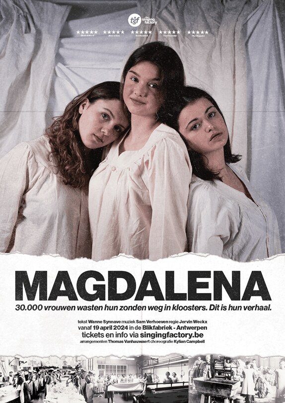 Ann Van den Broeck en Ivan Pecnik naast jongeren in 'Magdalena'
