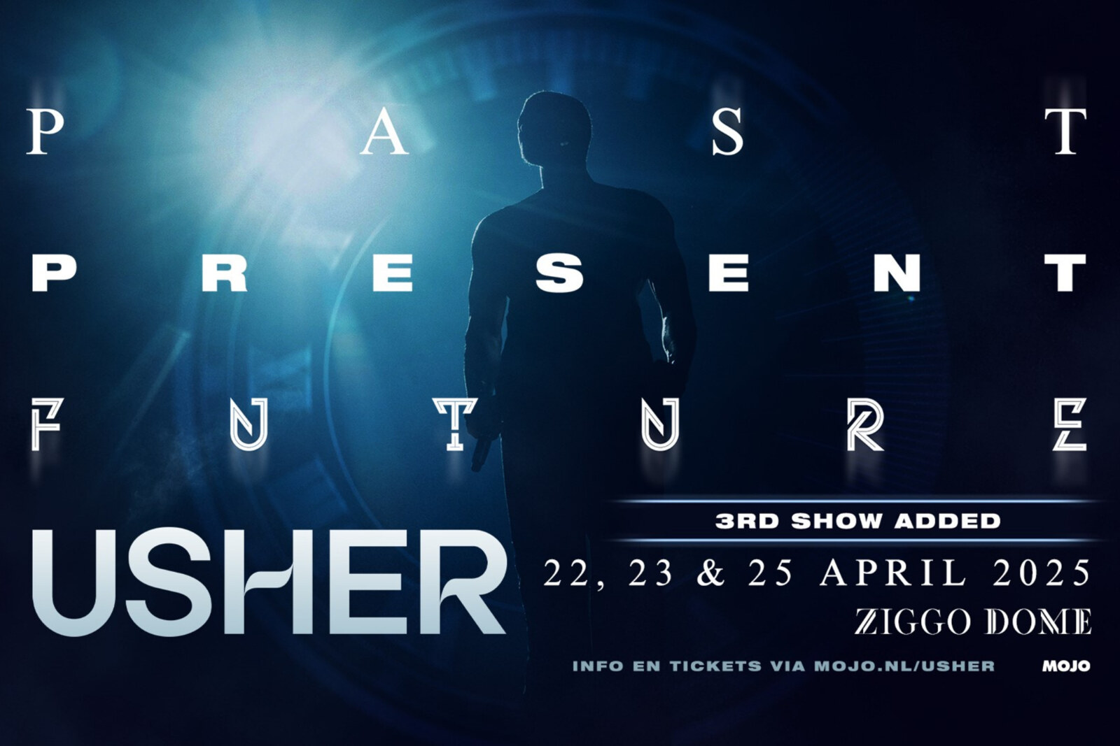 Vanwege grote belangstelling voegt Usher een 3de show toe aan de 'Past Present Future' tour op vrijdag 25 april 2025 in Ziggo Dome