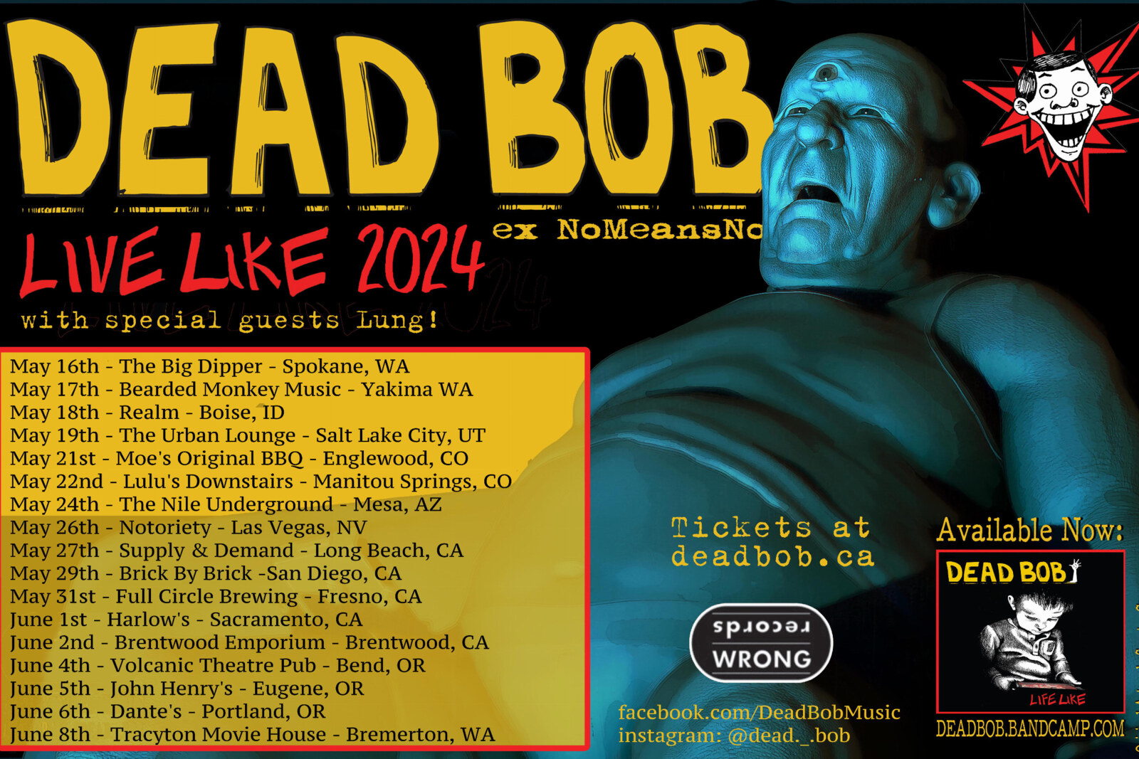 Dead Bob (NO MEANS NO) Announces US Tour Dates for May and June 2024
