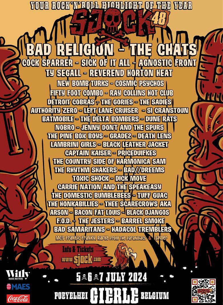 Affiche Sjock #48 volledig met toevoeging van The Jesters, Toxic Shock en...Cock Sparrer!
