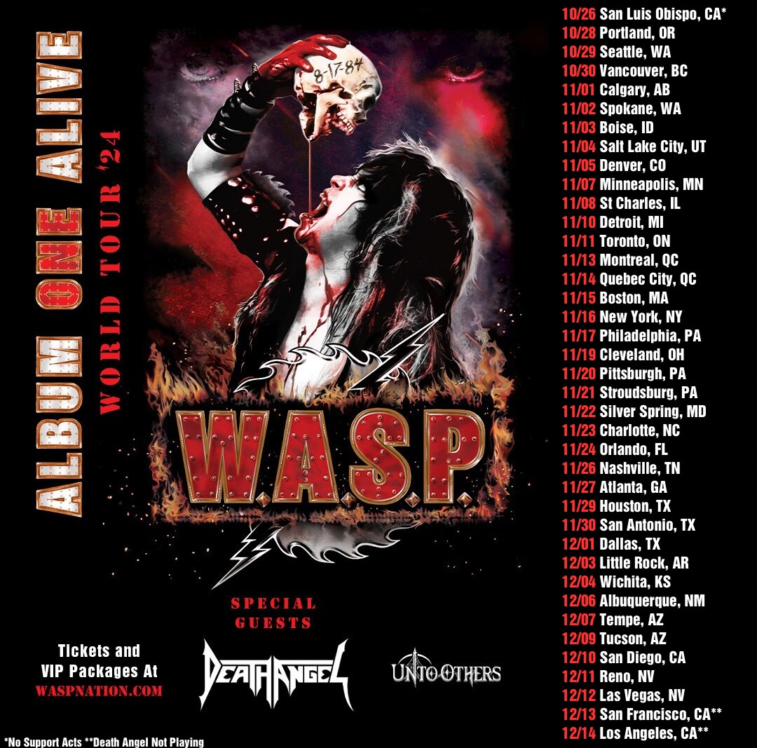 W.A.S.P. Will Perform their Entire Debut Album from Start to Finish, on the 2024 Album ONE Alive World Tour