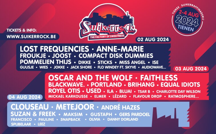 Suikerrock: Zes nieuwe namen voor The Palace en The Cube!