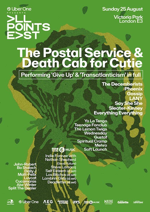 Final Line-Up Announced for The Postal Service & Death Cab for Cutie at Uber One presents All Points East