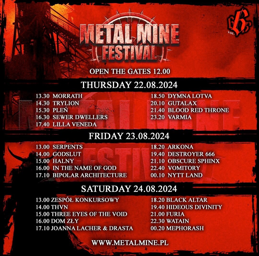 Polish METAL MINE FESTIVAL unveiled full line-up! Fest starts in 3 weeks!