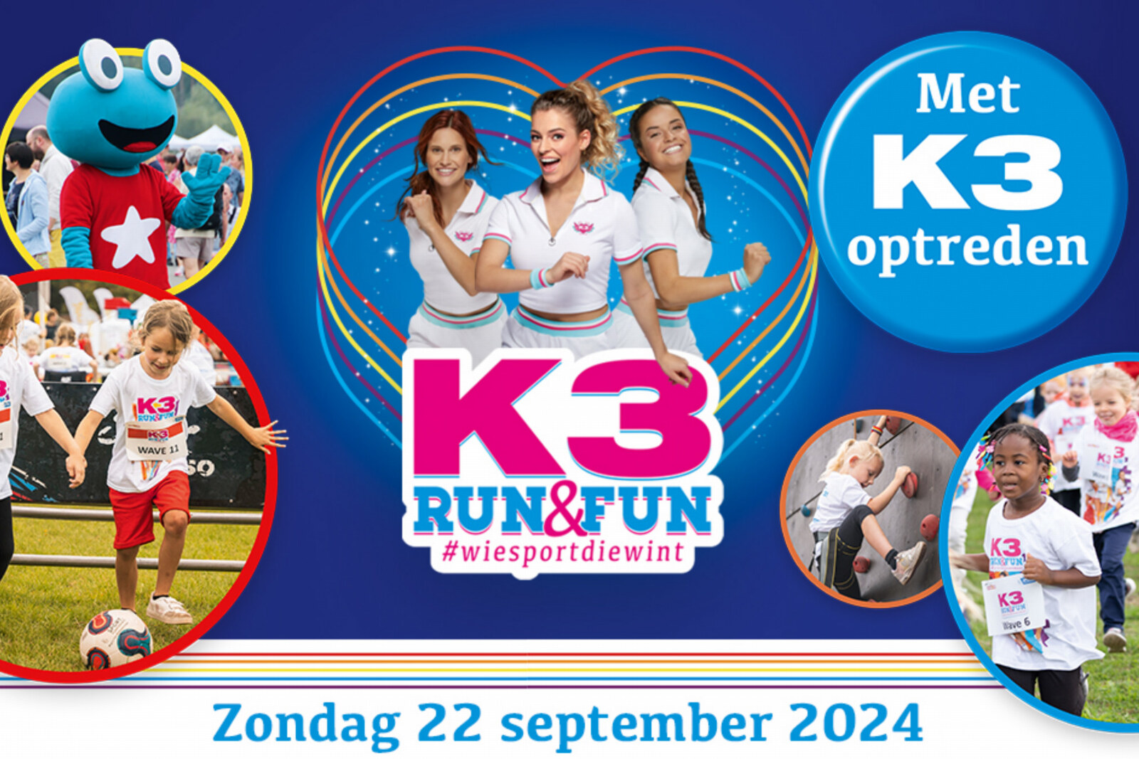 Mega Mindy, Nachtwacht, Maya, Bumba, K3 en Sport Vlaanderen hebben samen één missie: kinderen laten bewegen.