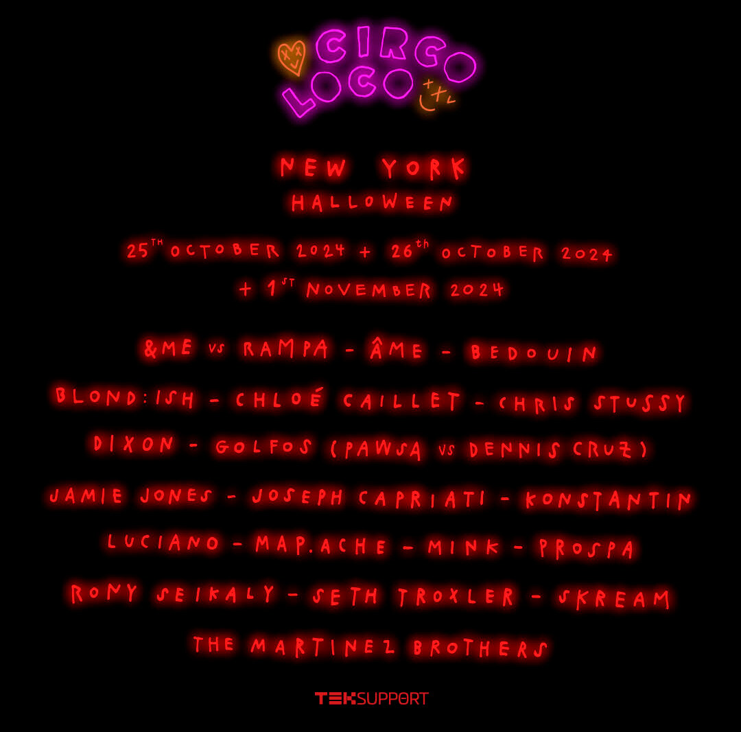 CircoLoco Announces &ME vs Rampa, Jamie Jones, Joseph Capriati, Luciano, Seth Troxler, The Martinez Brothers + More for Halloween NYC 2024 Lineup