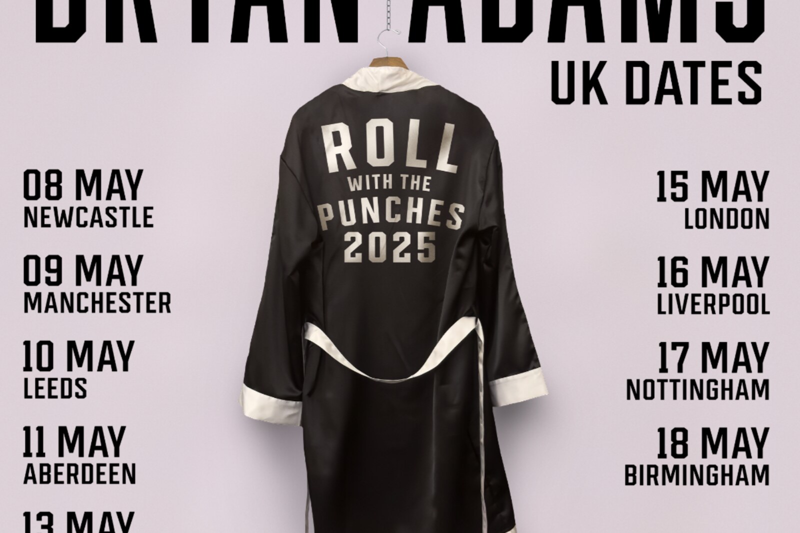Bryan Adams announces 'Roll With The Punches' May 2025 UK arena tour