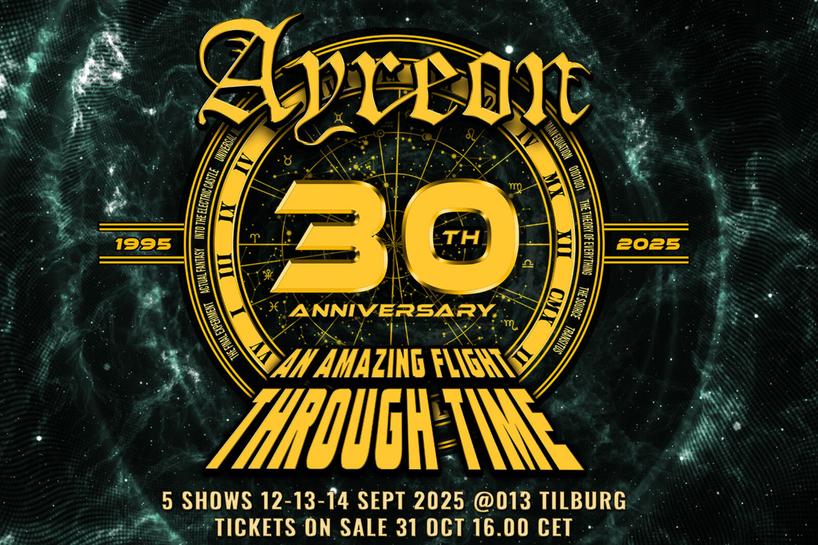 AYREON - Arjen Lucassen kondigt vijf shows aan in poppodium 013 in Tilburg op 12, 13 en 14 september 2025
