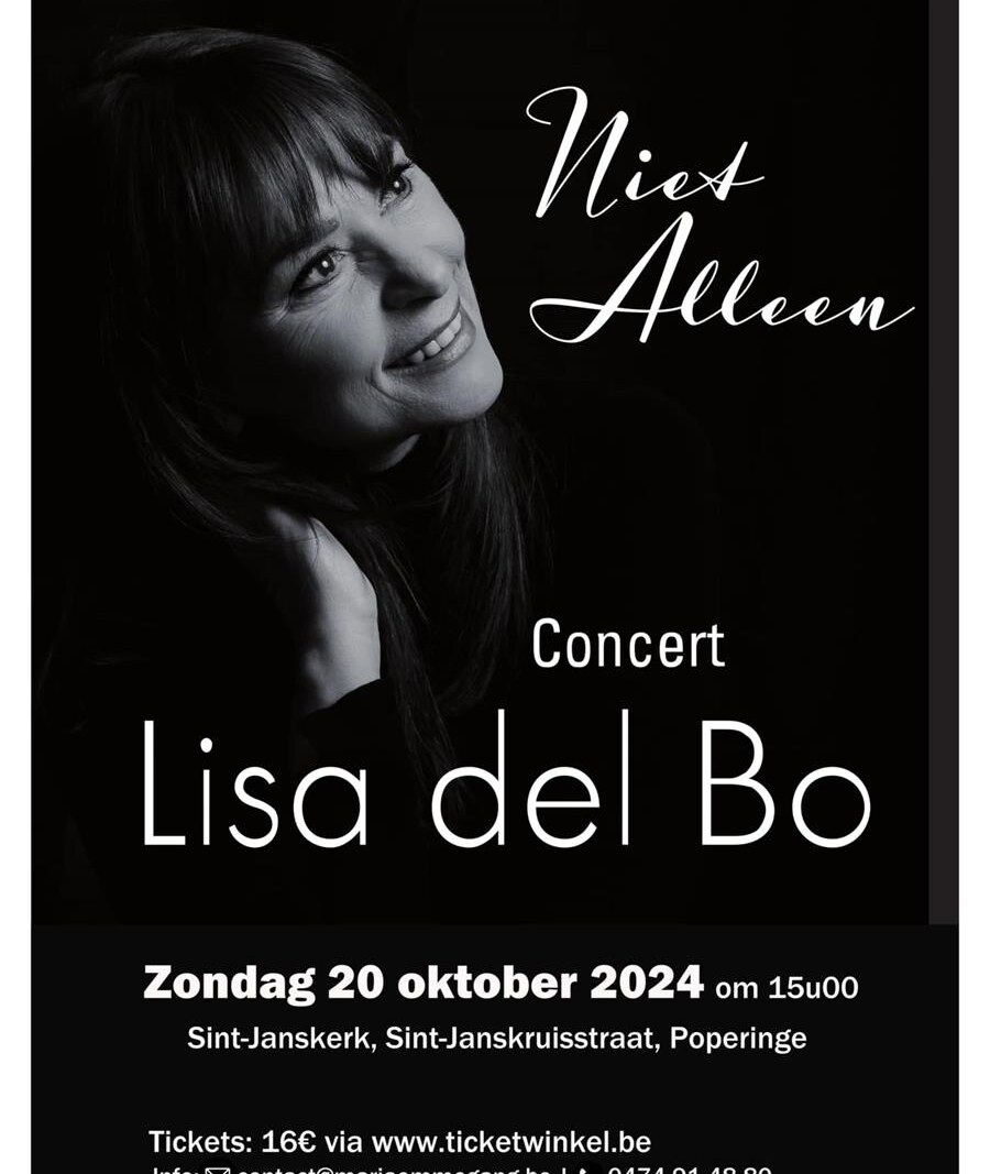 Lisa del Bo geeft zondag 20 oktober in Poperinge haar 100ste kerkconcert