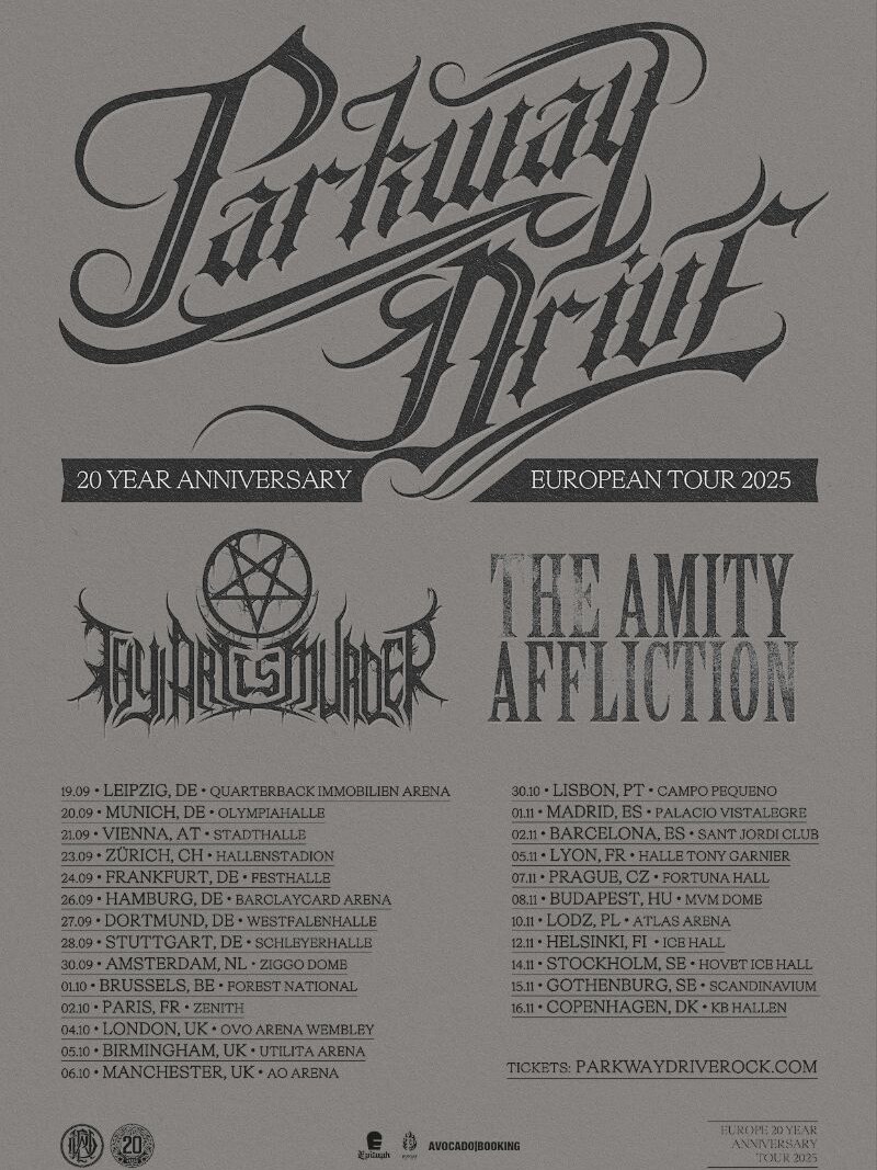 The Amity Affliction, To Support Parkway Drive On 2025 European Arena Tour