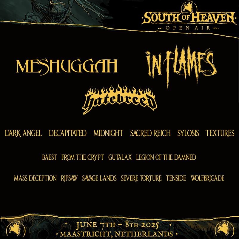 Nieuw outdoor metalfestival South Of Heaven open air kondigt acht nieuwe bands aan 