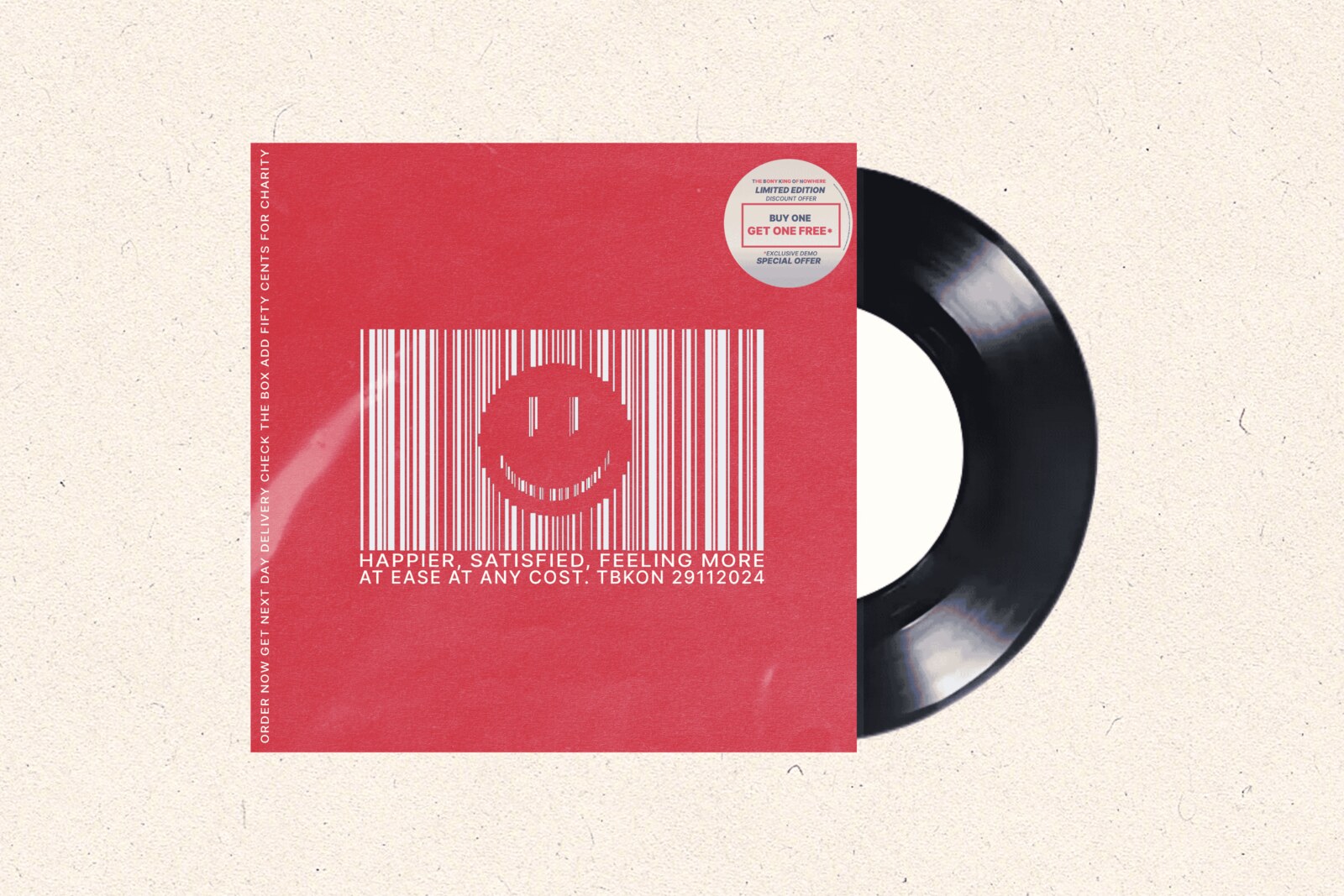 Ontdek de 7-inch vinyl van The Bony King of Nowhere, 'Get One Free', waarvan de opbrengst naar 11.11.11. gaat