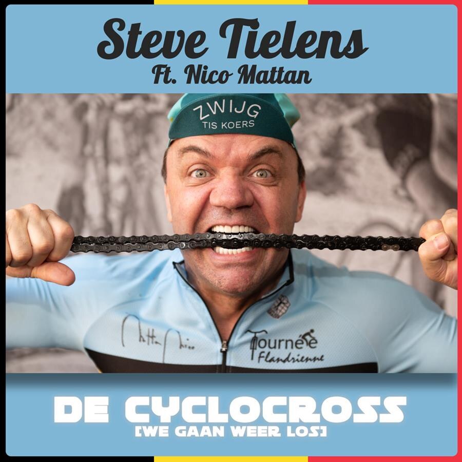 Steve Tielens en voormalig wielrenner Nico Mattan stellen het nieuwe feestlied ‘De Cyclocross’ (We gaan weer los) voor op de Superprestige Niel