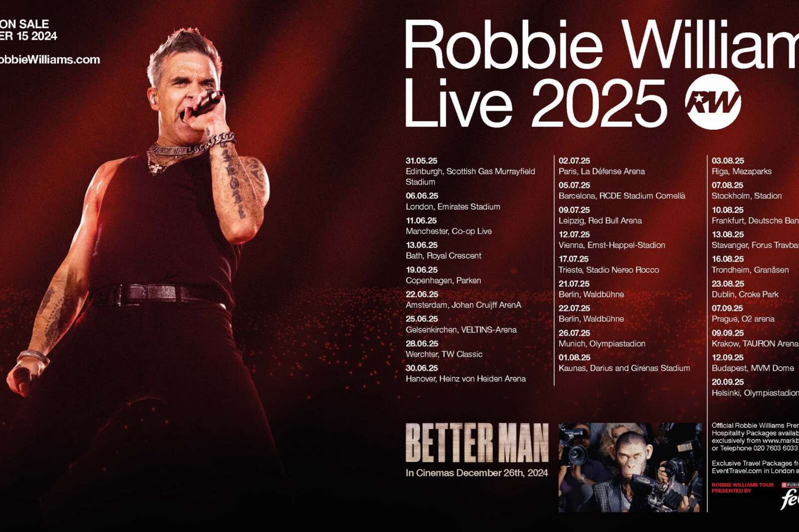 Robbie Williams met Live 2025 naar de Johan Cruijff ArenA