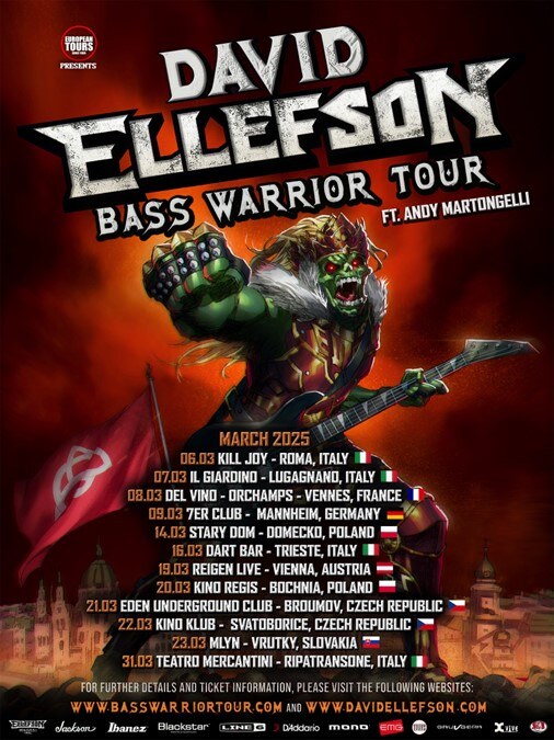 David Ellefson has announced his BASS WARRIOR TOUR across Europe for spring 2025. 