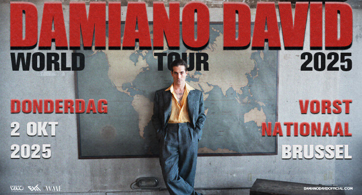 Damiano David komt op 2 oktober 2025 naar Vorst Nationaal in Brussel