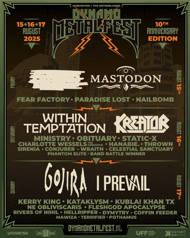 Dynamo Metalfest: Kreator, Nailbomb en meer naar Eindhoven